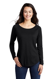 Sport-Tek LST400LS Ladies PosiCharge ® Long Sleeve Tri-Blend Wicking Scoop Neck Raglan Tee