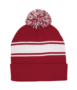 Mega Cap 5076MC Striped Pom Beanie