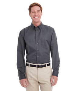 Harriton M581 Men's Foundation 100% Cotton Long-Sleeve Twill Shirt with Teflon™