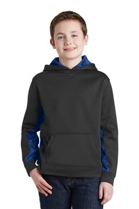Sport-Tek YST239 Youth Sport-Wick ® CamoHex Fleece Colorblock Hooded Pullover