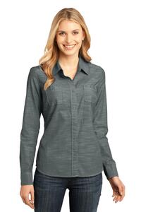 District DM4800 - Ladies Long Sleeve Washed Woven Shirt