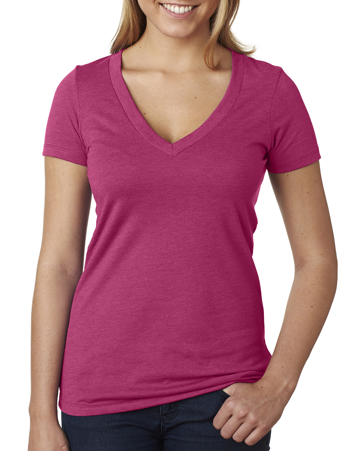 Women's T-shirt See-Through Deep V Neck Shirt Knot Front Short