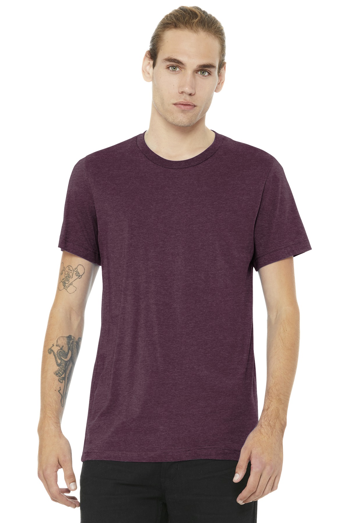 Bella + Canvas 3001CVC Unisex Heather CVC Short Sleeve T-Shirt - Heather  Maroon - L