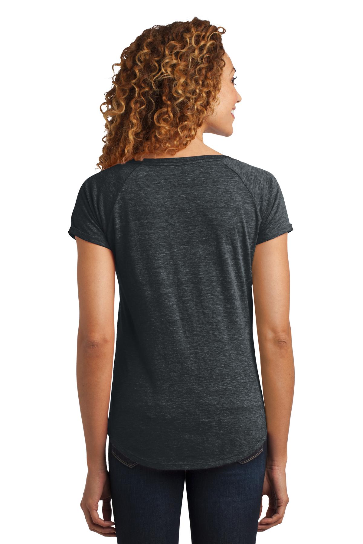 Blue 84 Women's Purdue Boilermakers Tri-Blend V-Neck T-Shirt – Distressed Mascot Graphic, Soft Relaxed Fit, Officially Licensed