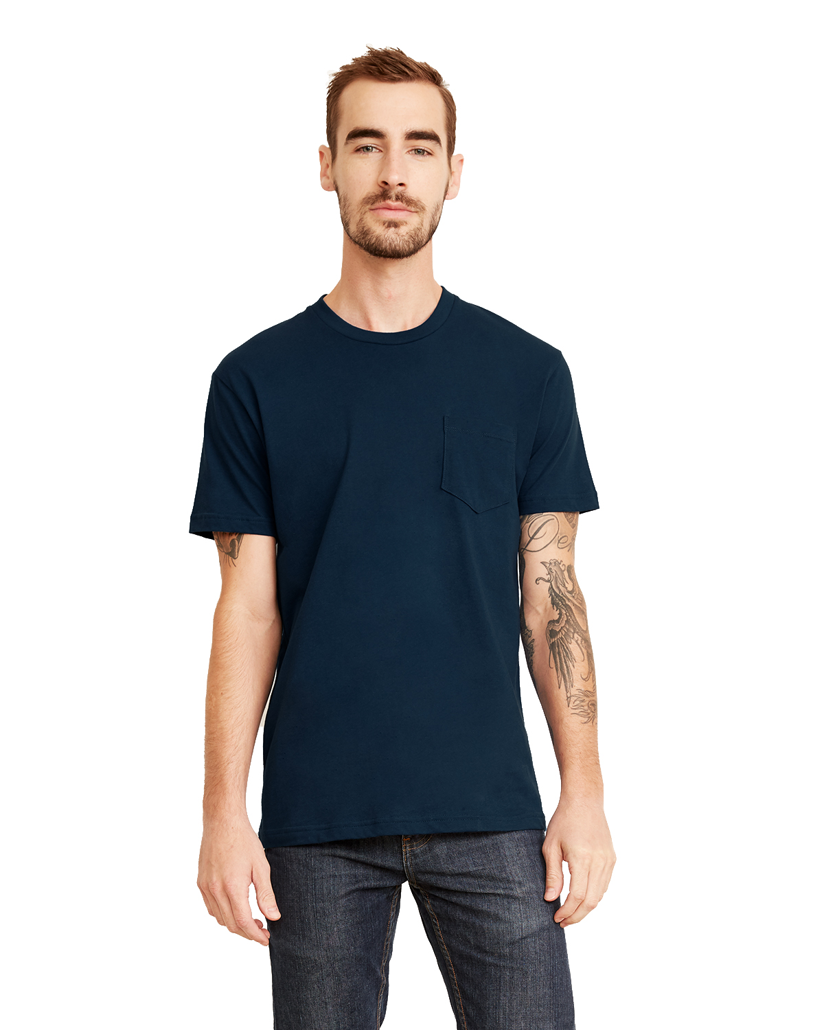 Next Level Men's Black Unisex Pocket Crew T-Shirt