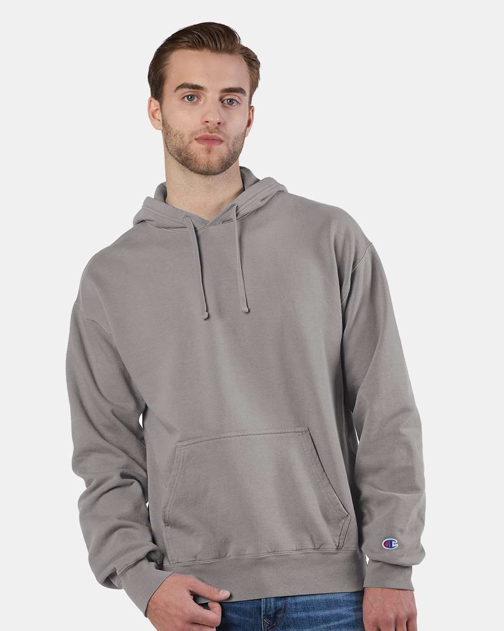 Dark grey champion discount hoodie