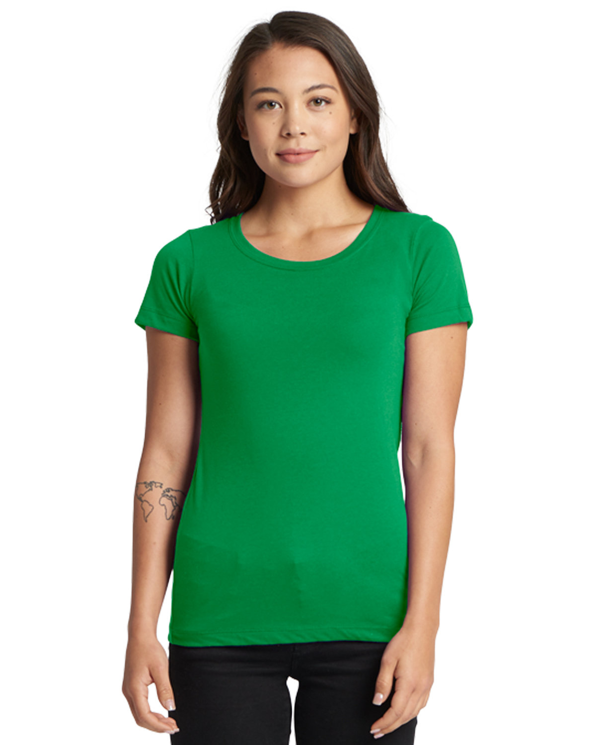 Ladies Ideal V-Neck Tee, Extra Small Kelly Green at  Women's Clothing  store
