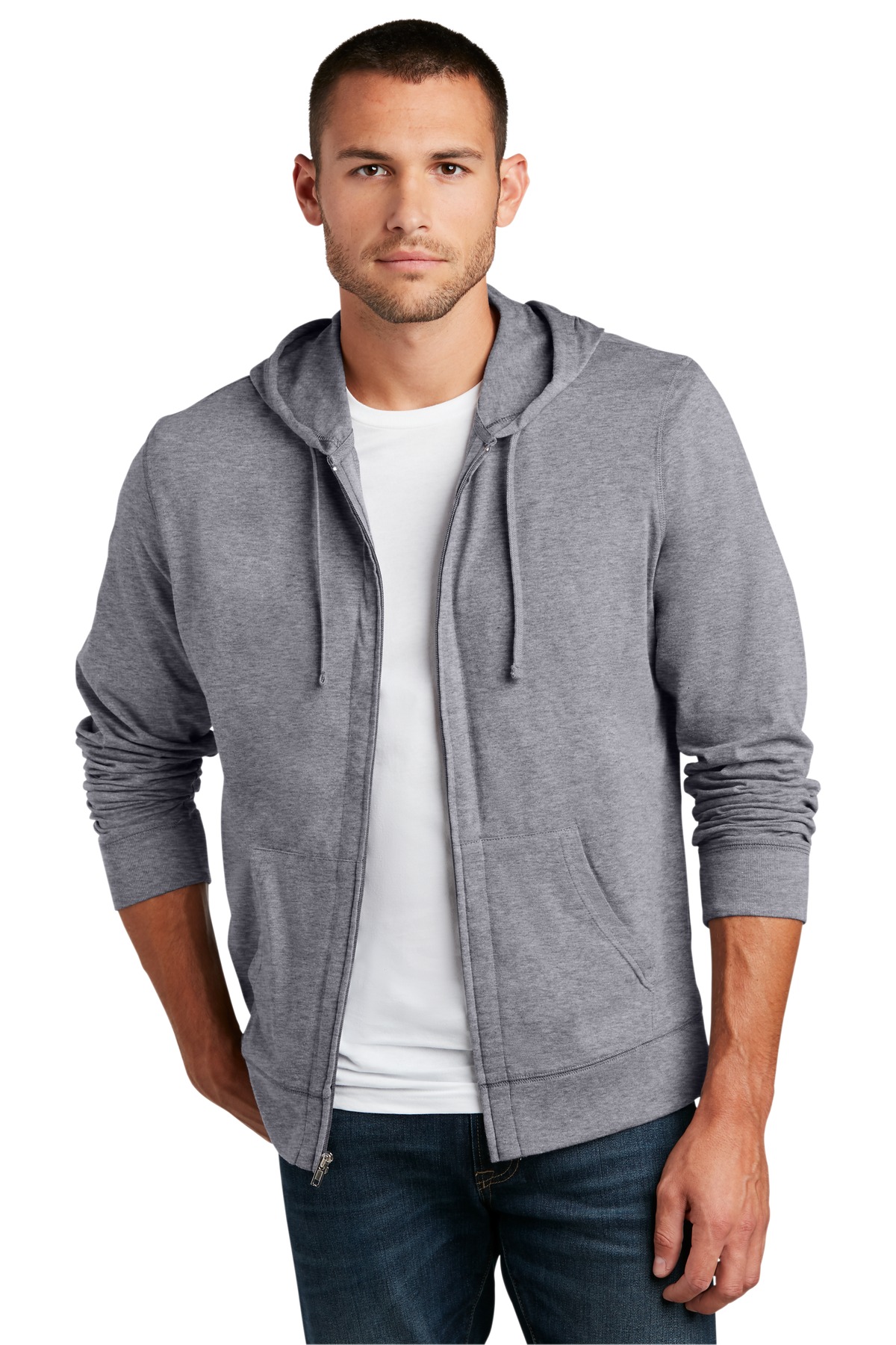 District DT1100 | Jersey Full-Zip Hoodie | ShirtSpace