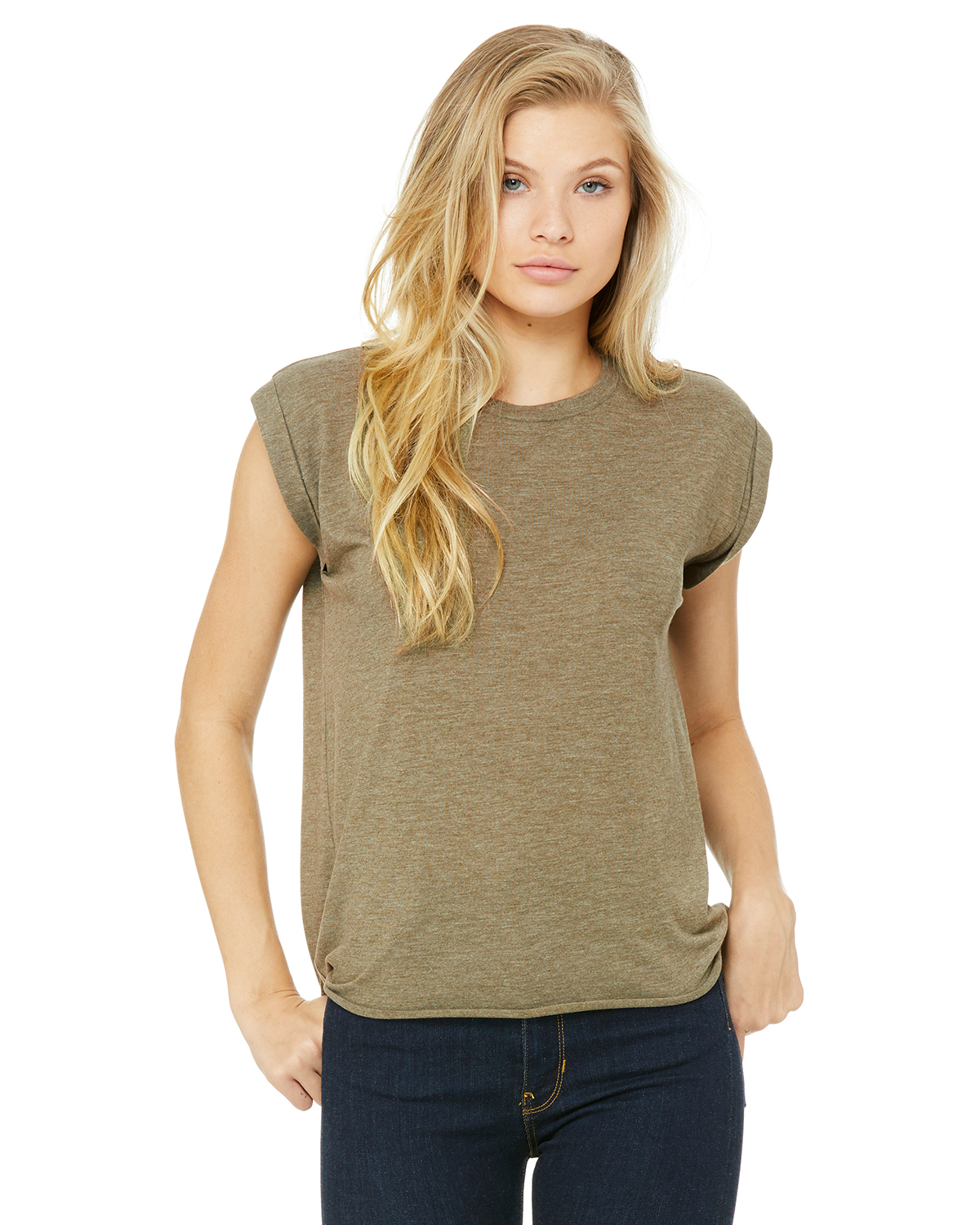 Bella + Canvas 8804 Women's Flowy Muscle TShirt With Rolled Cuffs