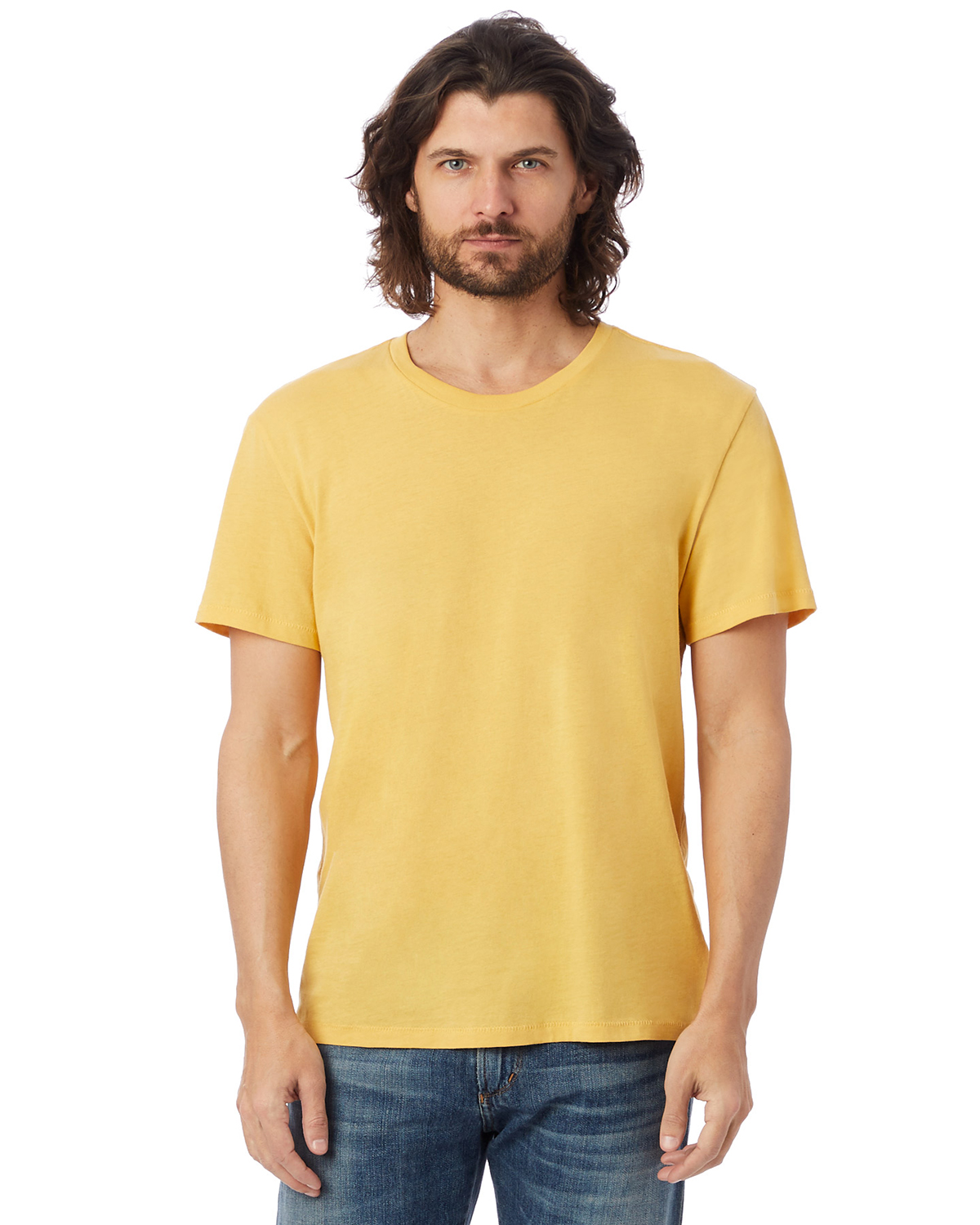 Yellow ochre mustard yellow round neck t-shirt