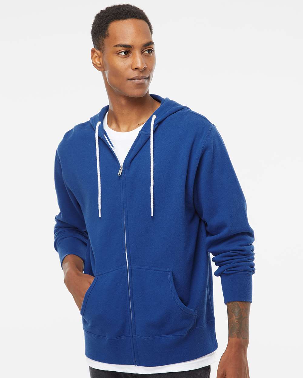 Independent Trading Co. AFX90UNZ - unisex Full-Zip Hooded Sweatshirt Cobalt - XL