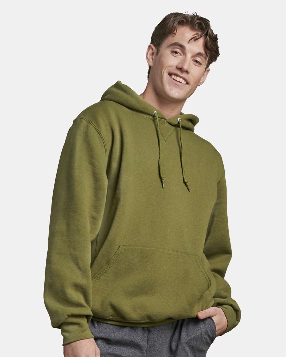 Russell Athletic 695HBM Dri-Power® Fleece Pullover Hood - Green Moss - L