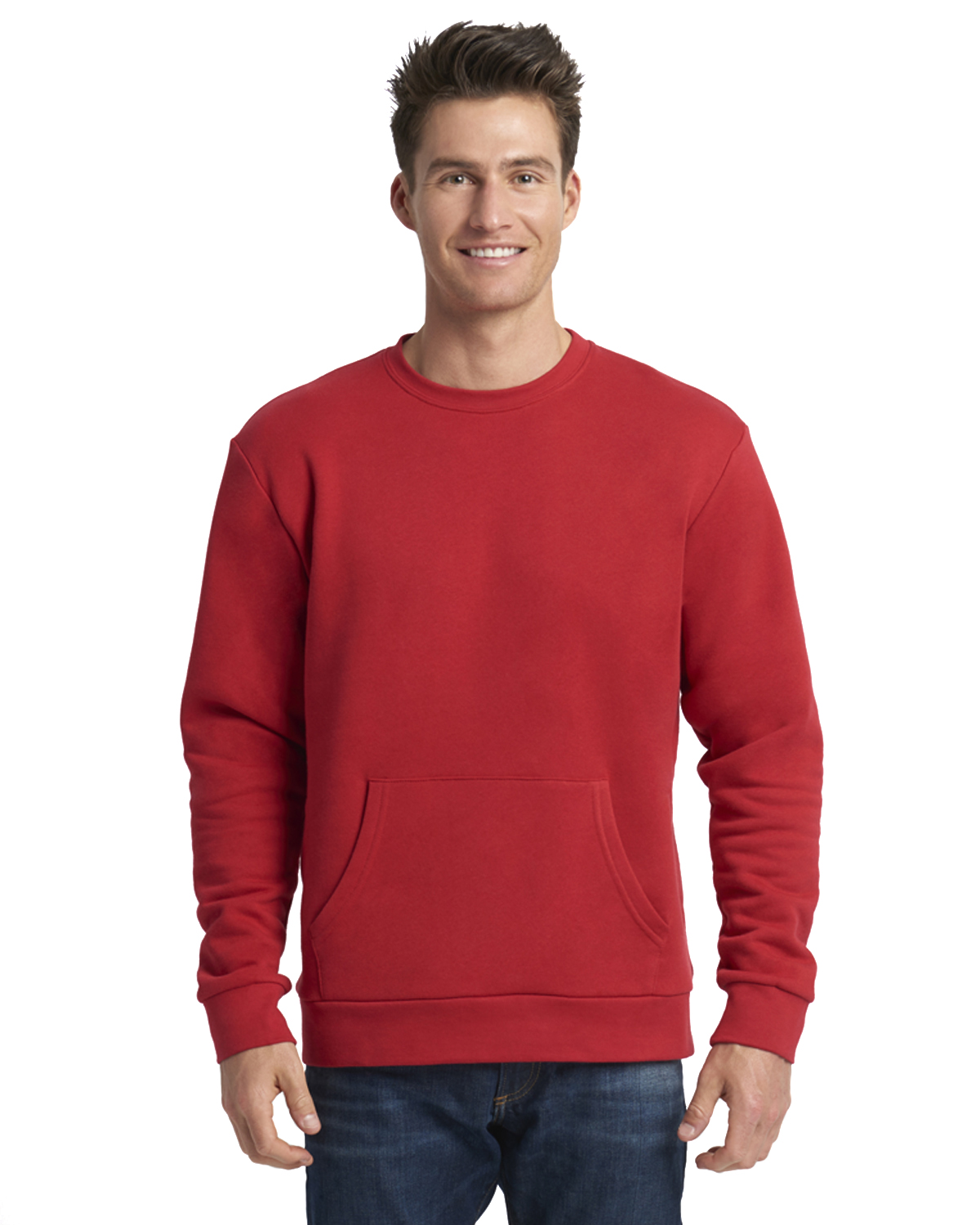 Next Level 9001 Unisex Long-Sleeve Crew with Pocket - Red - 2XL