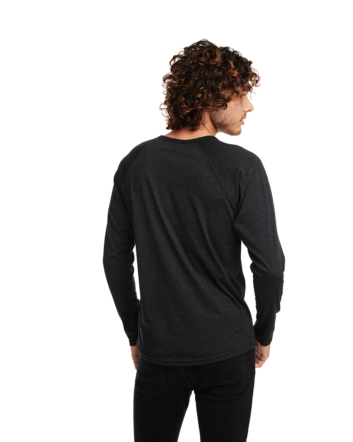 Next Level Men's Triblend Long-Sleeve Crew T-Shirt – Vintage Black, Soft Blend - View #9