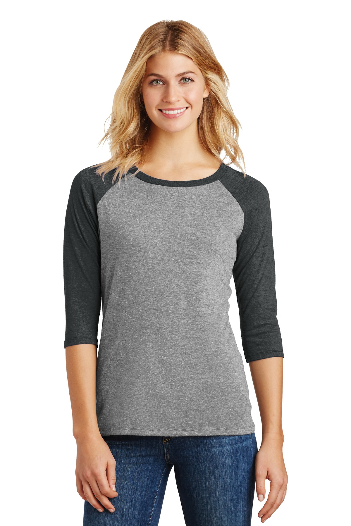 District DM136L | Women's Perfect Tri ® 3/4-Sleeve Raglan | ShirtSpace