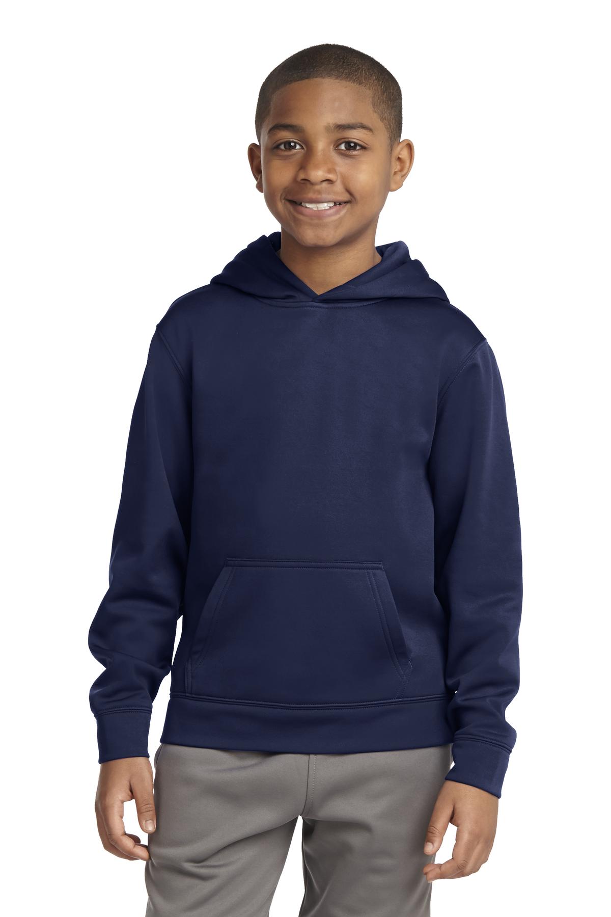 sport tek youth sport wick fleece hooded pullover