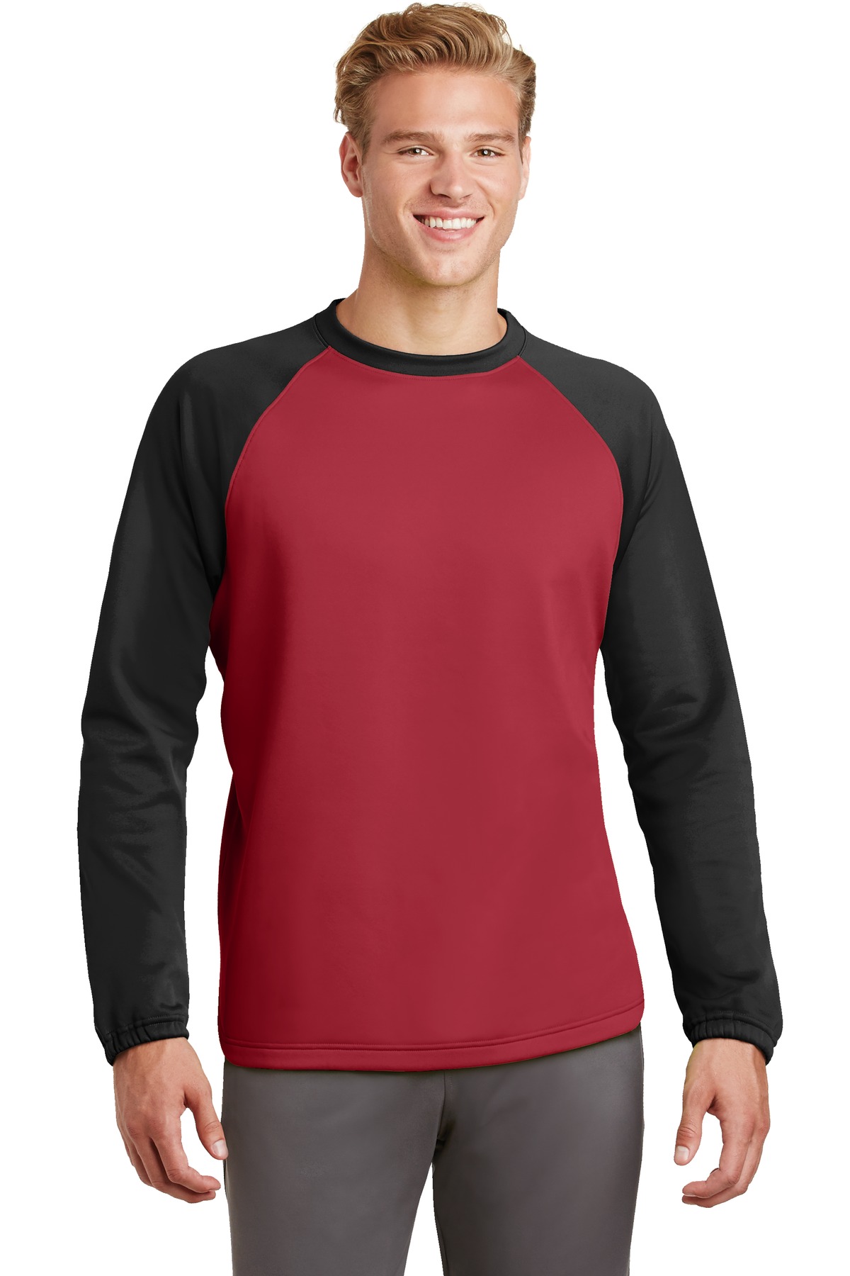 Sport-Tek Sport-Wick Raglan Colorblock Fleece Crewneck