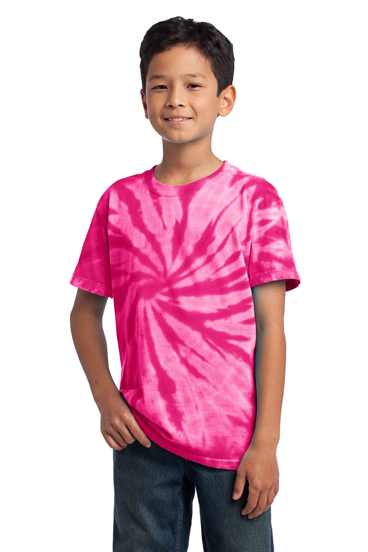  Port & Company Youth Essential Tie-Dye Tee>XS Pink PC147Y:  Fashion T Shirts: Clothing, Shoes & Jewelry