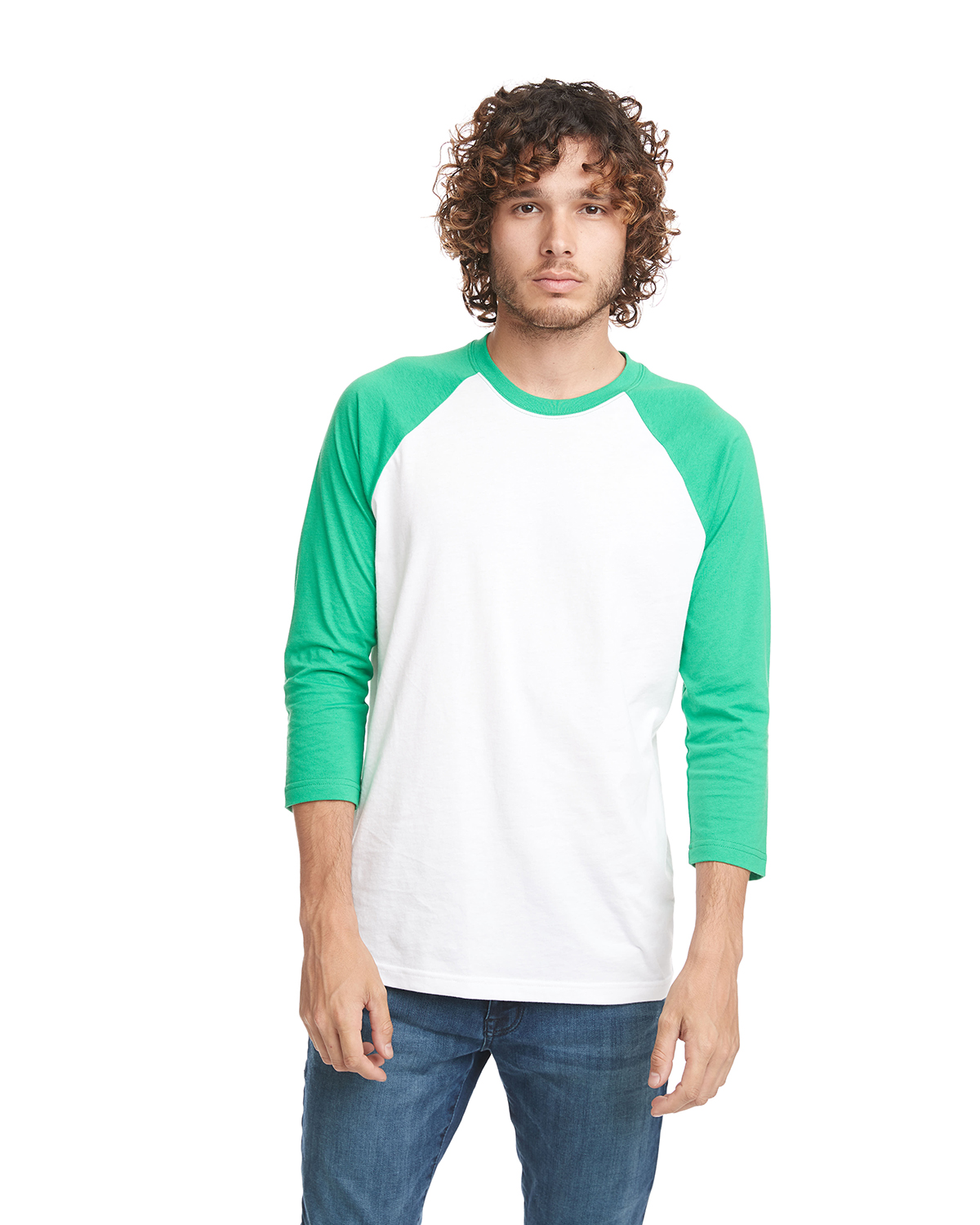 Next Level 6251 Unisex CVC 3/4 Sleeve Raglan Baseball T-Shirt–Kelly Green /  White (S)