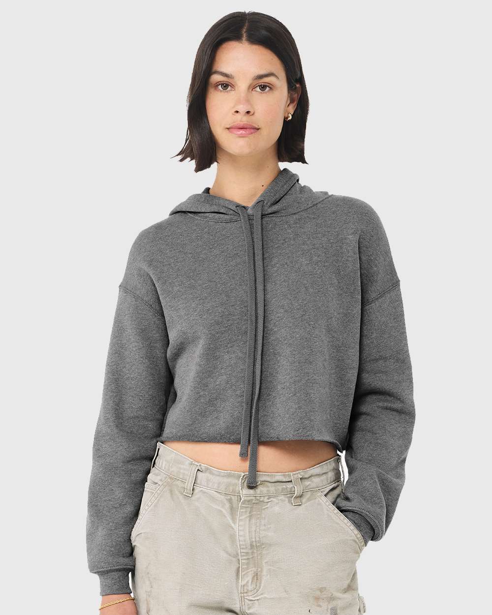 Bella + Canvas B7502 Ladies' Cropped Fleece Hoodie–Deep Heather (XL)