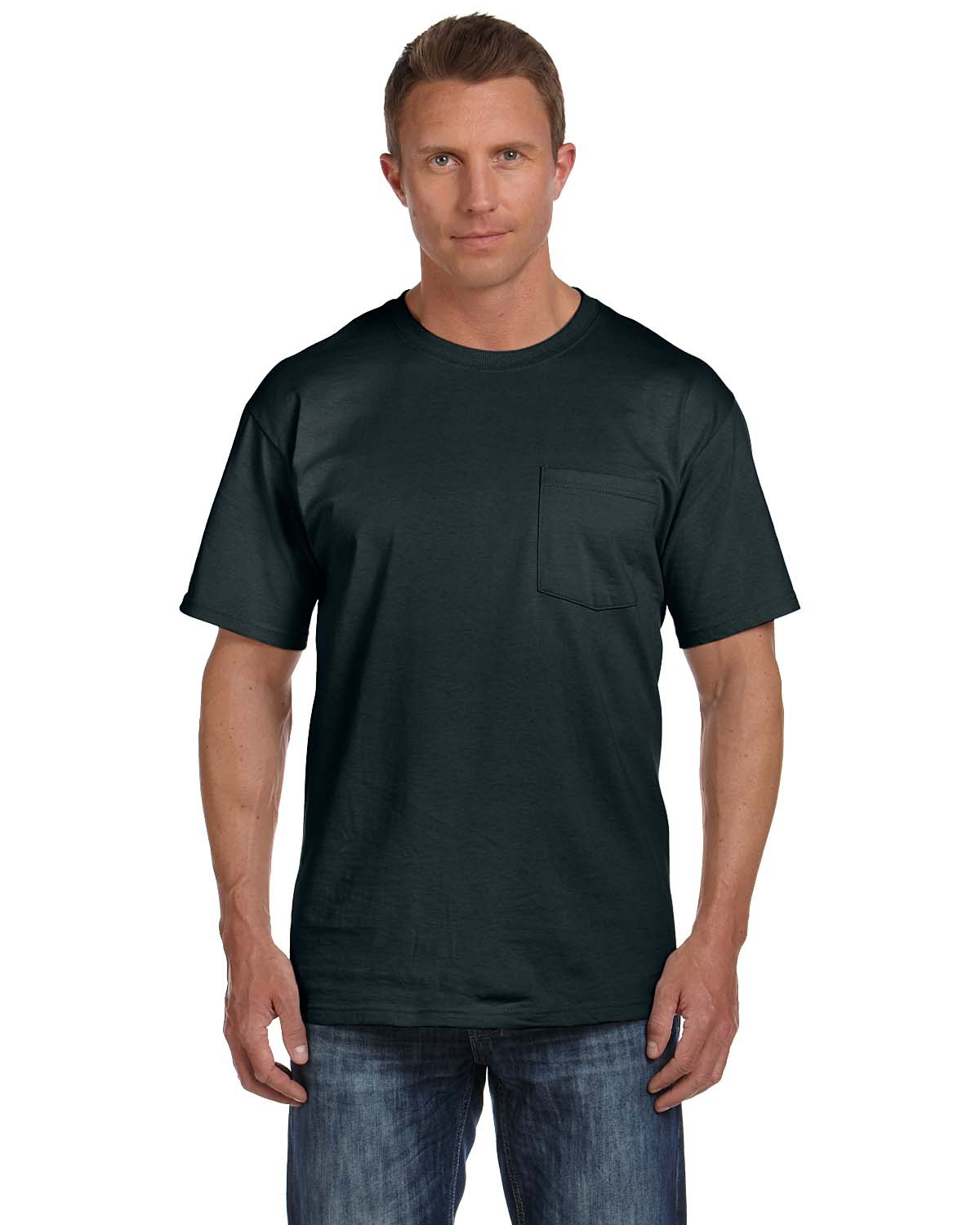 Fruit of the Loom 3931P Adult 5 oz. HD Cotton™ Pocket T-Shirt - Black - L