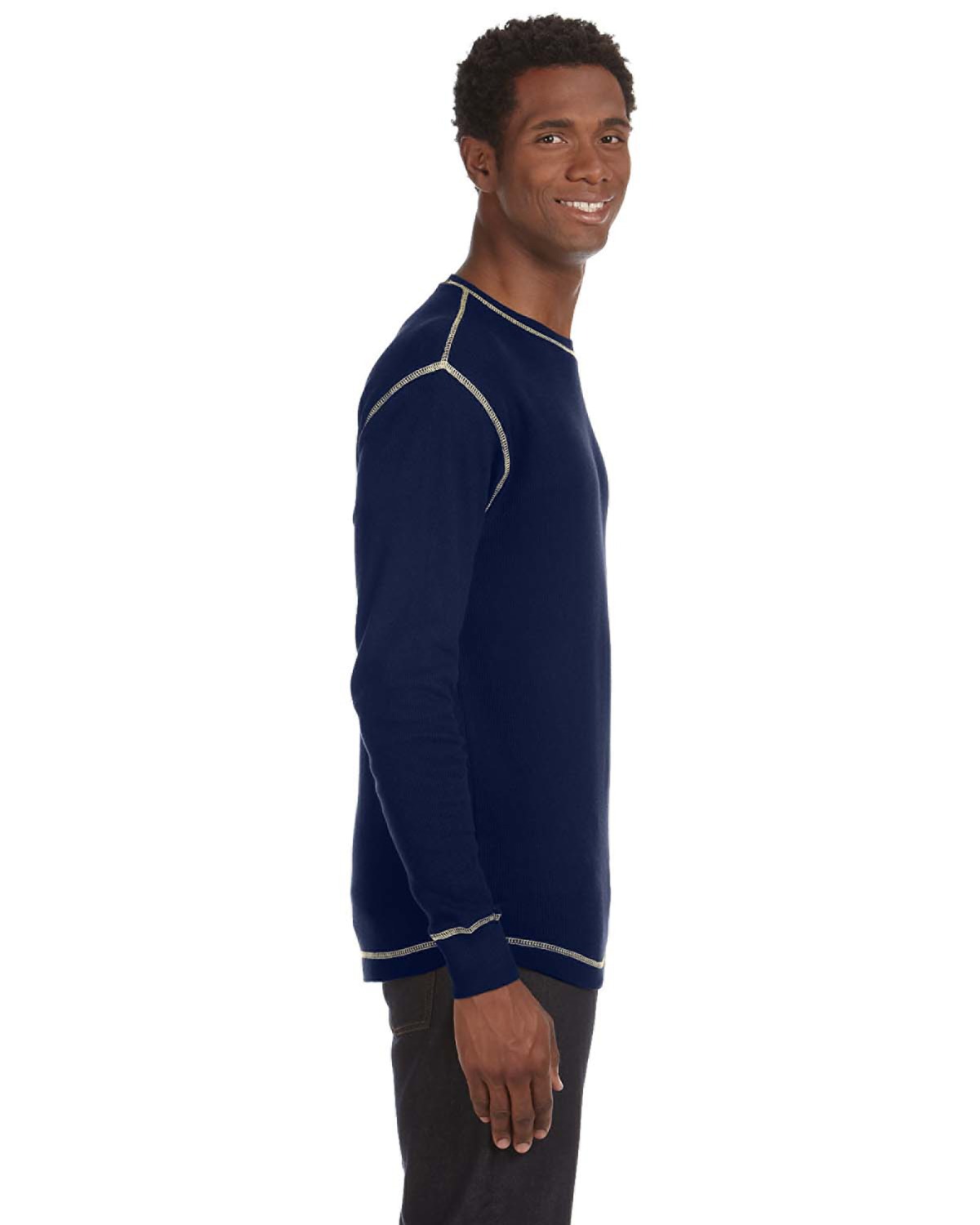 Next Level Apparel Men's Long Sleeve Thermal Shirt - 50% Cotton Comfort Top In Midnight Navy (Size Large)