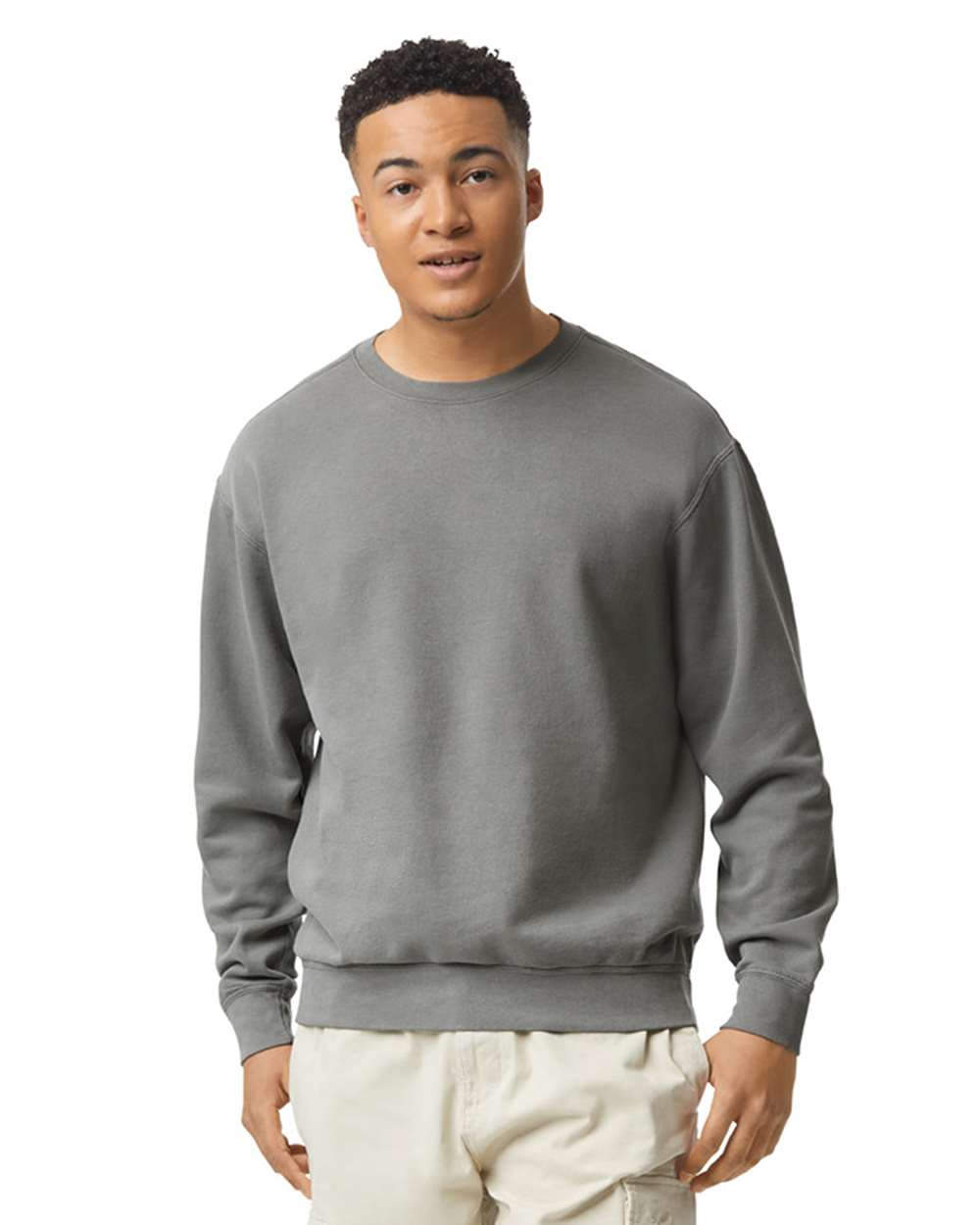 Comfort Colors 1466CC Unisex Lightweight Cotton Crewneck Sweatshirt Grey L