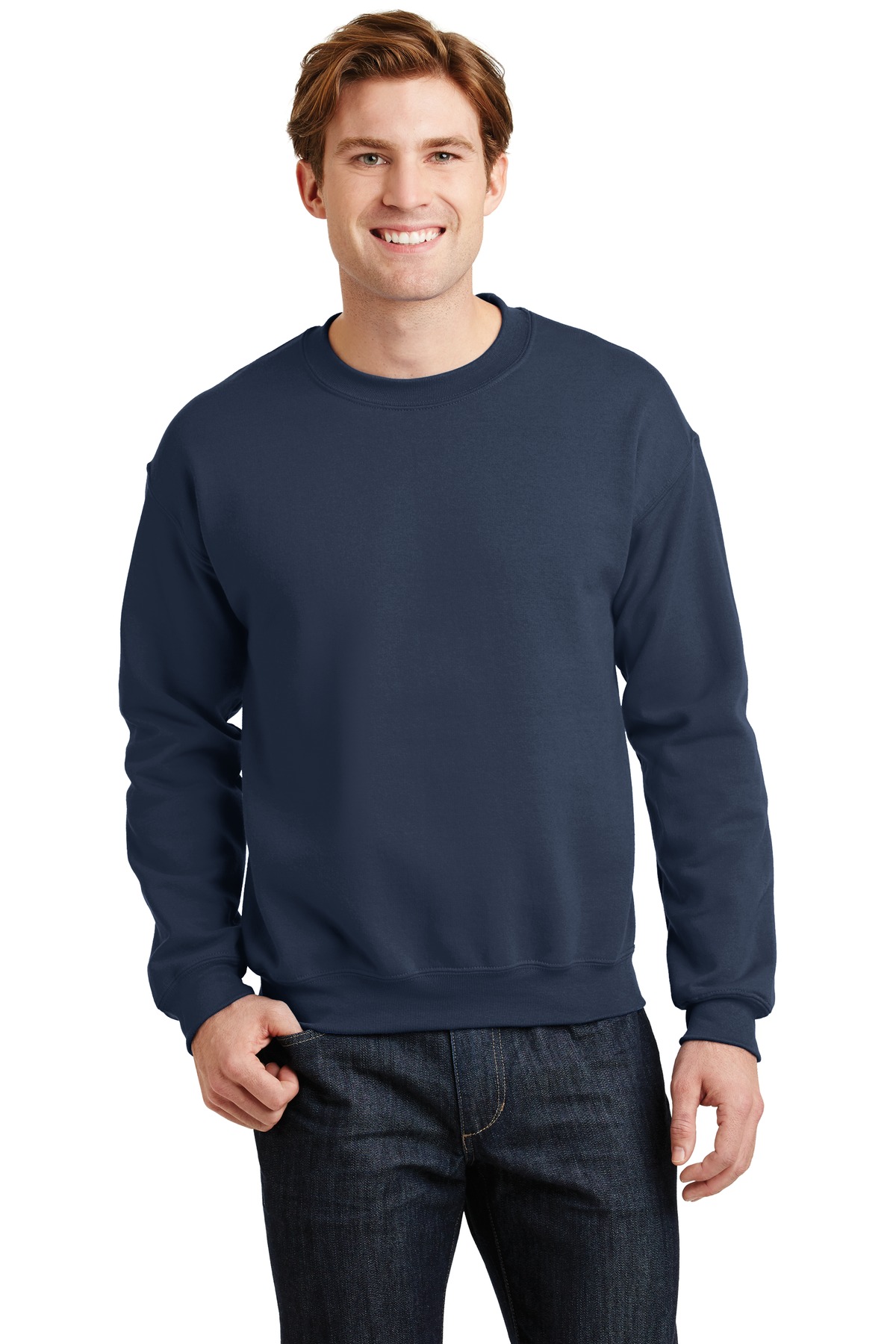 thumbnail image 2 of Gildan Fleece Crewneck Sweatshirt G18000 - Dark Heather Grey Pullover 2 of 13