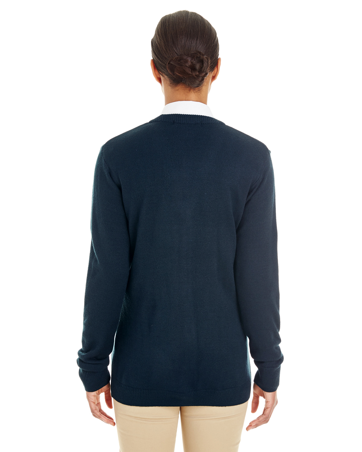 Harriton M425W | Ladies' Pilbloc™ V-Neck Button Cardigan Sweater ...