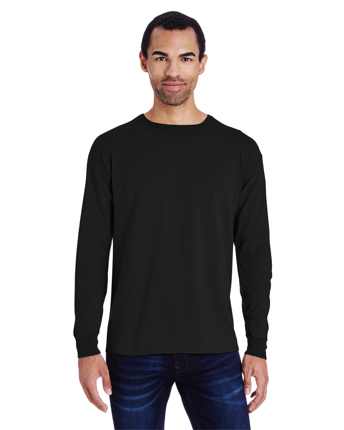 ComfortWash by Hanes GDH200 Garment Dyed Long Sleeve T-Shirt - Black S