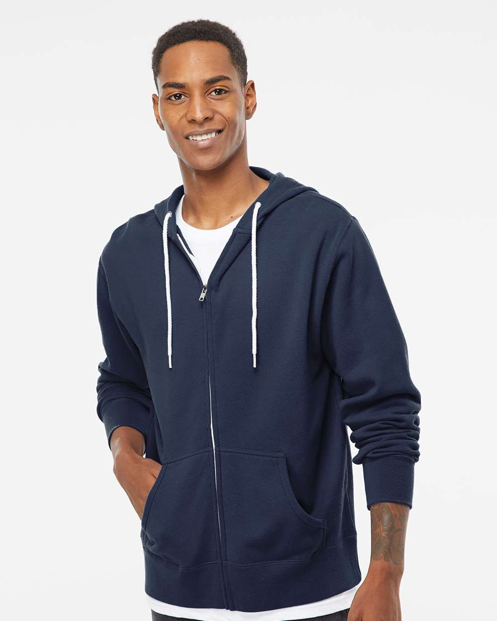 Independent Trading Co. AFX90UNZ Unisex Lightweight Full-Zip Hooded  Sweatshirt–Slate Blue (2XL)