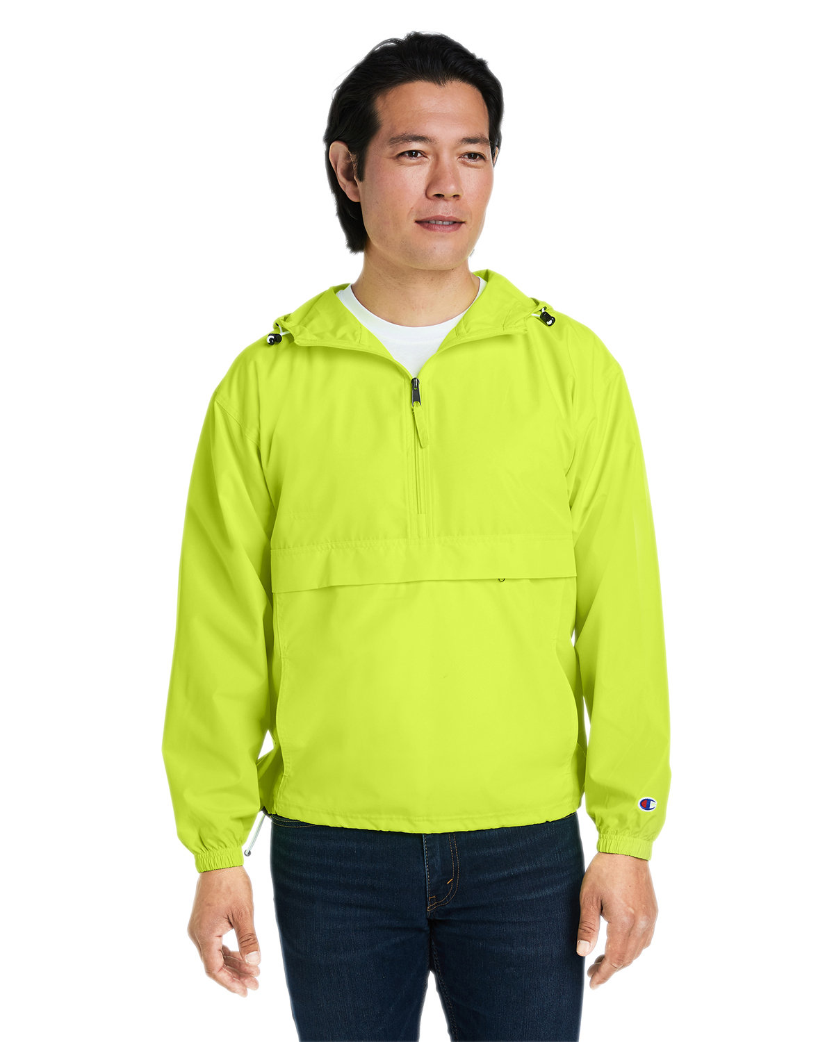 Champion CO200 Adult Packable Anorak 1/4 Zip Jacket - Safety Green - S