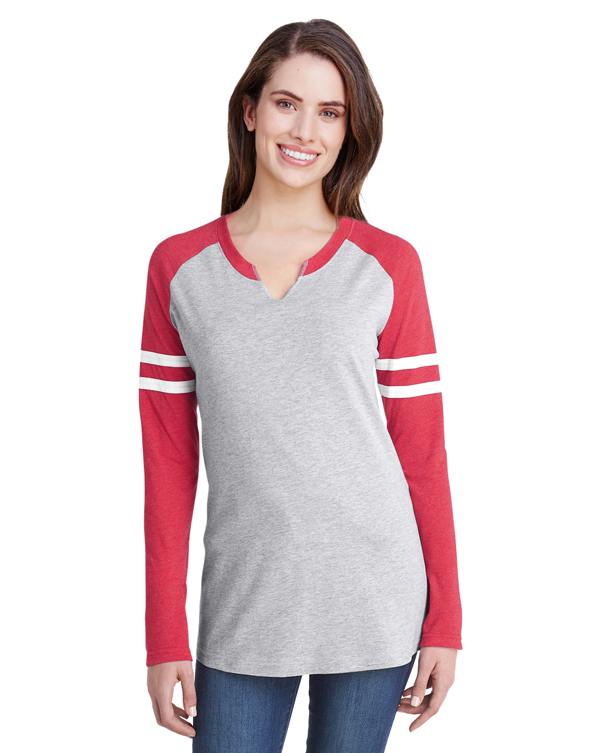 LAT 3534 | Ladies' Gameday Mash-Up Long Sleeve Fine Jersey T-Shirt ...
