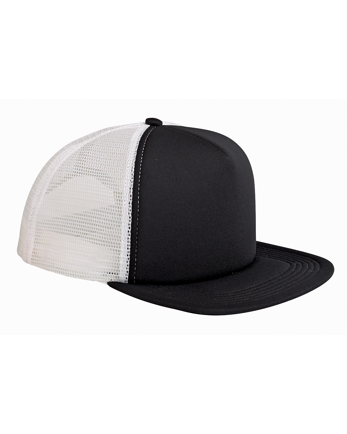 Big Accessories BX030 5-Panel Foam Front Trucker Cap - Black/Black Os