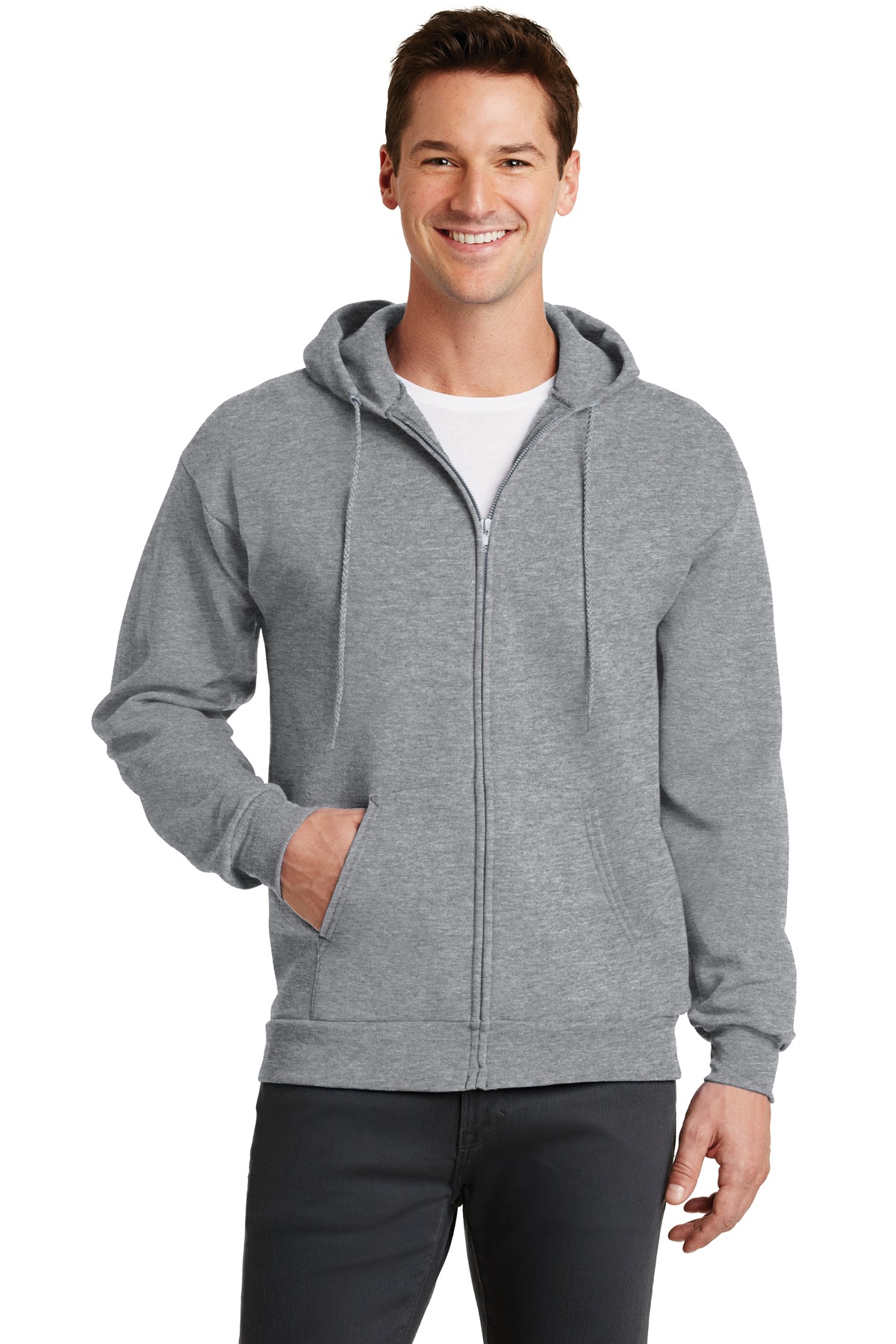 Port & Company PC78ZH Core Fleece Full-Zip Hooded Sweatshirt - Athletic  Heather - 4XL