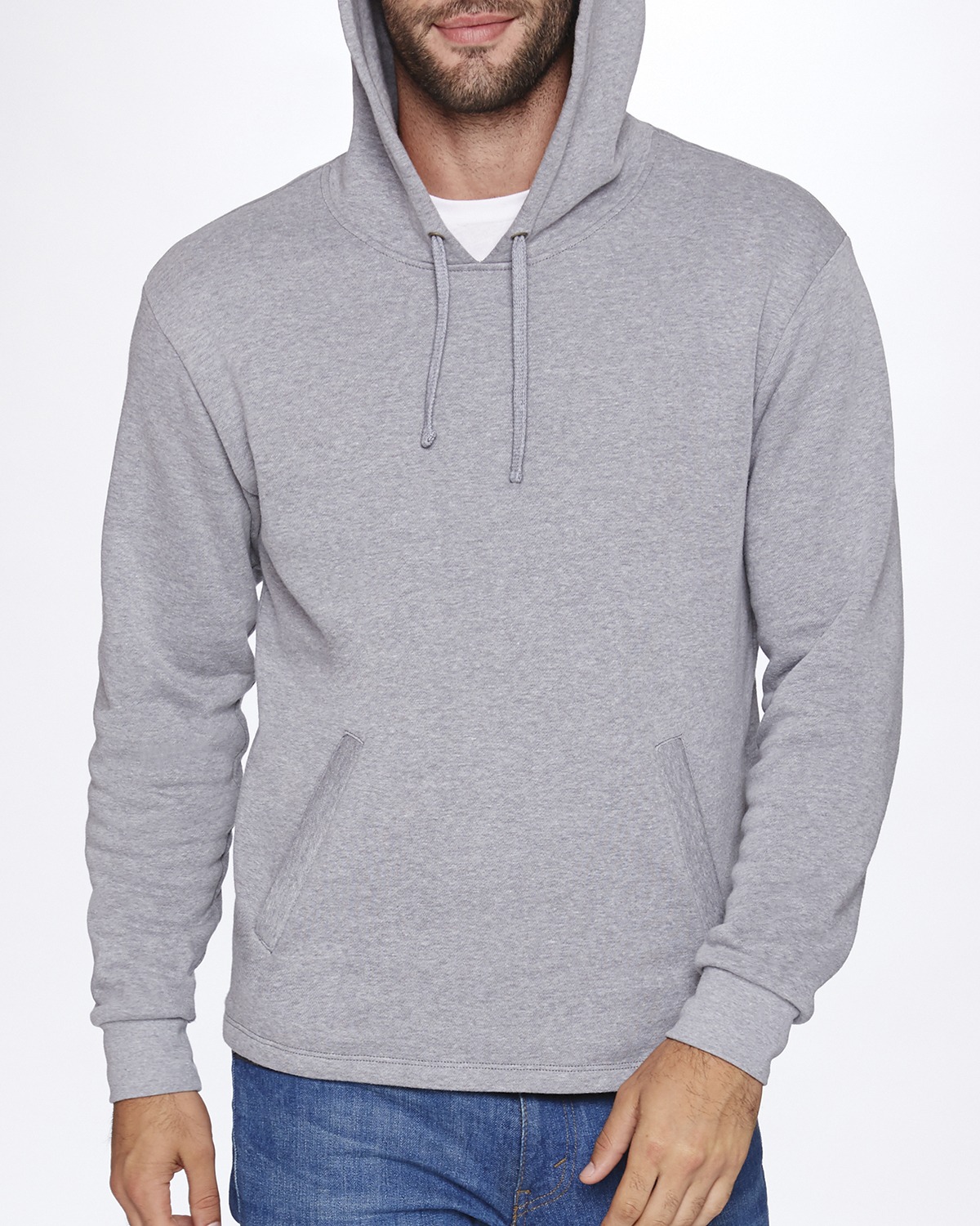 Next Level 9300 Unisex PCH Fleece Pullover Hoodie–Heather Gray (L)