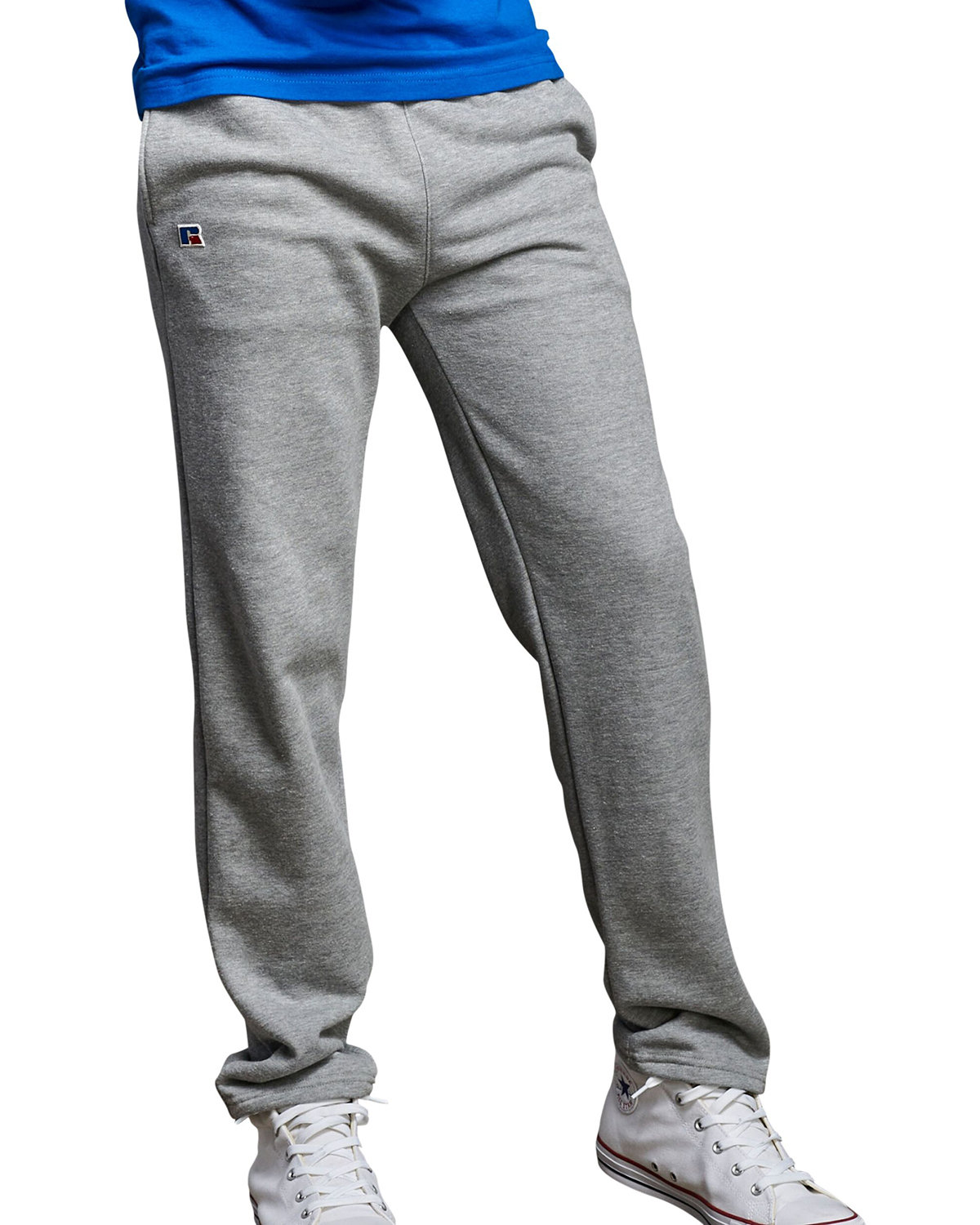 Russell Athletic 82ANSM Cotton Rich Open Bottom Sweatpants–Charcoal Heather  (3XL)