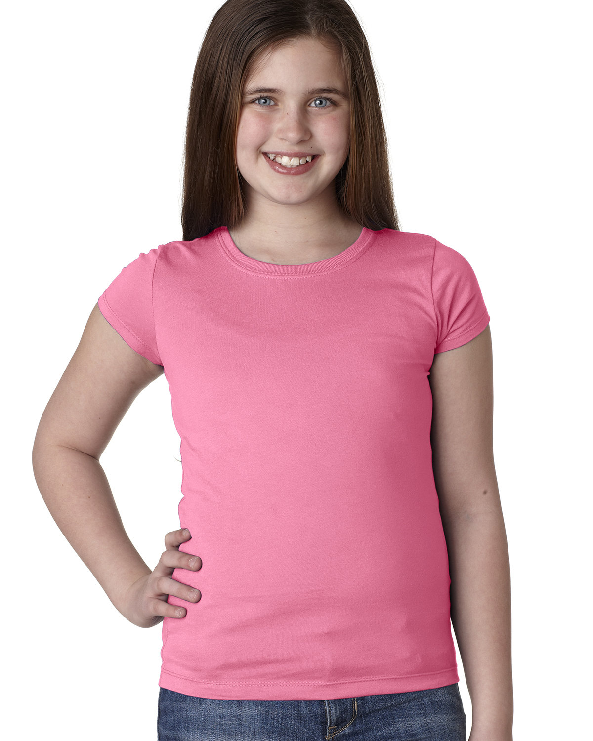 Next Level N3710 Youth Girls’ Princess T-Shirt - Hot Pink - XS