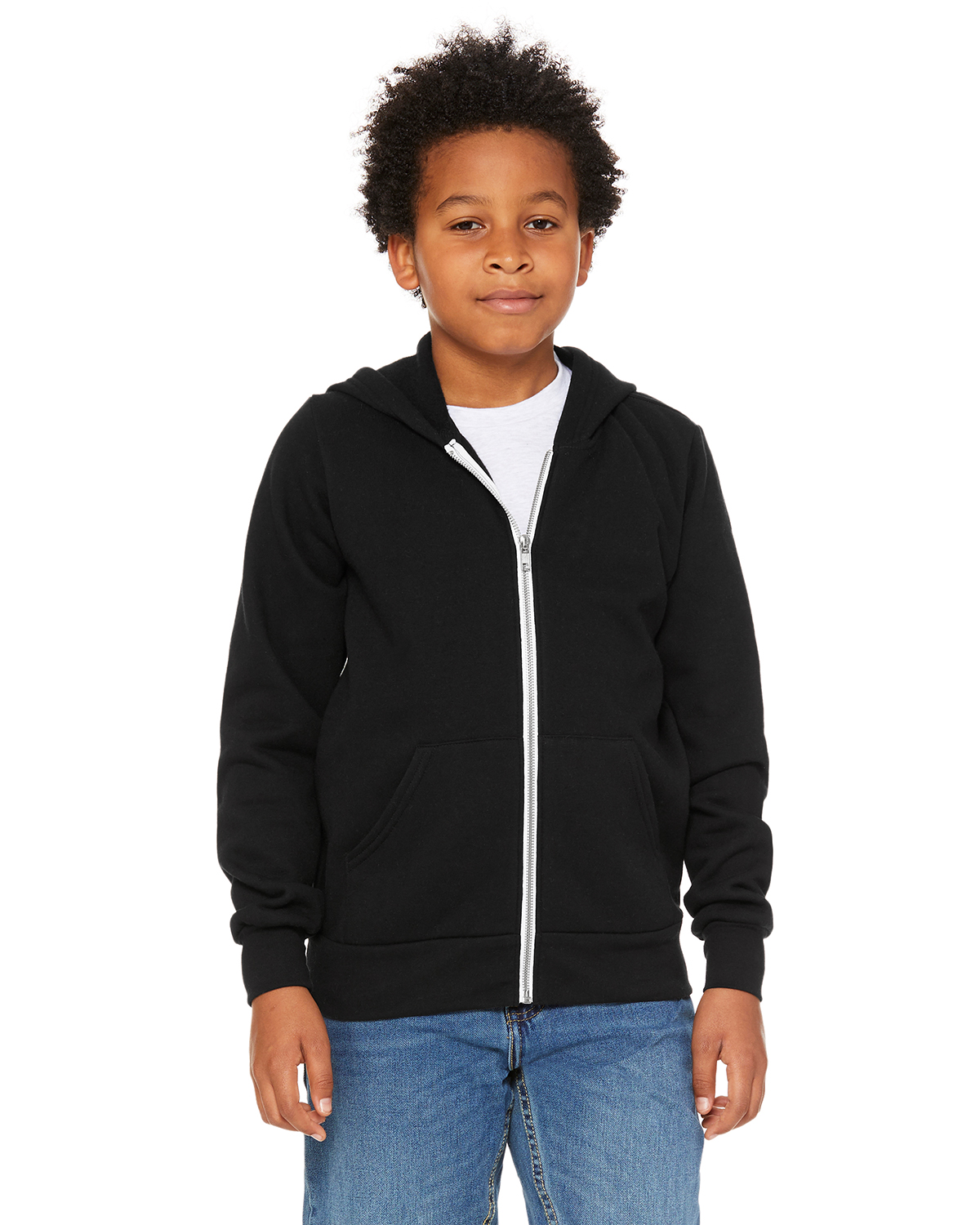 Bella + Canvas 3739Y | Youth Sponge Fleece Full-Zip Hooded Sweatshirt ...