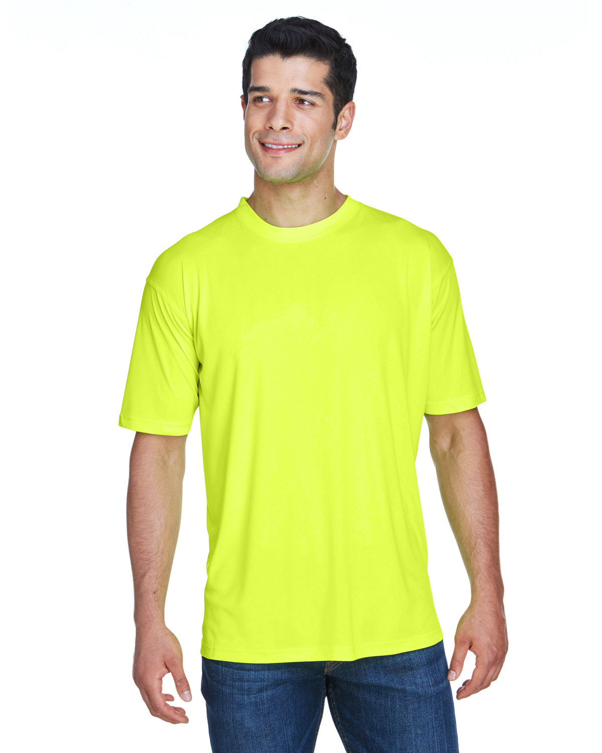 UltraClub 8420 Men's Cool & Dry Sport Performance Interlock T-Shirt–Bright  Yellow (L)