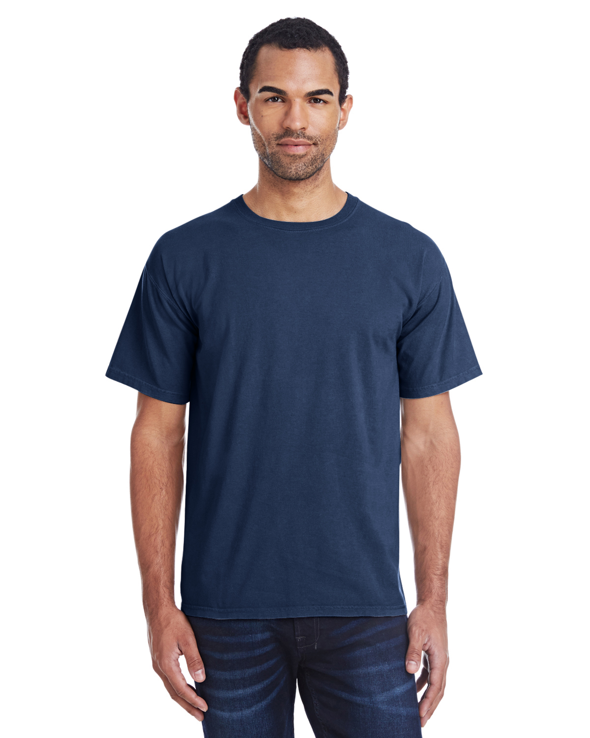 Buy Men's Super Combed Cotton Blend Solid Round Neck Half Sleeve T-Shirt  with Stay Fresh Treatment - Move Blue MV01