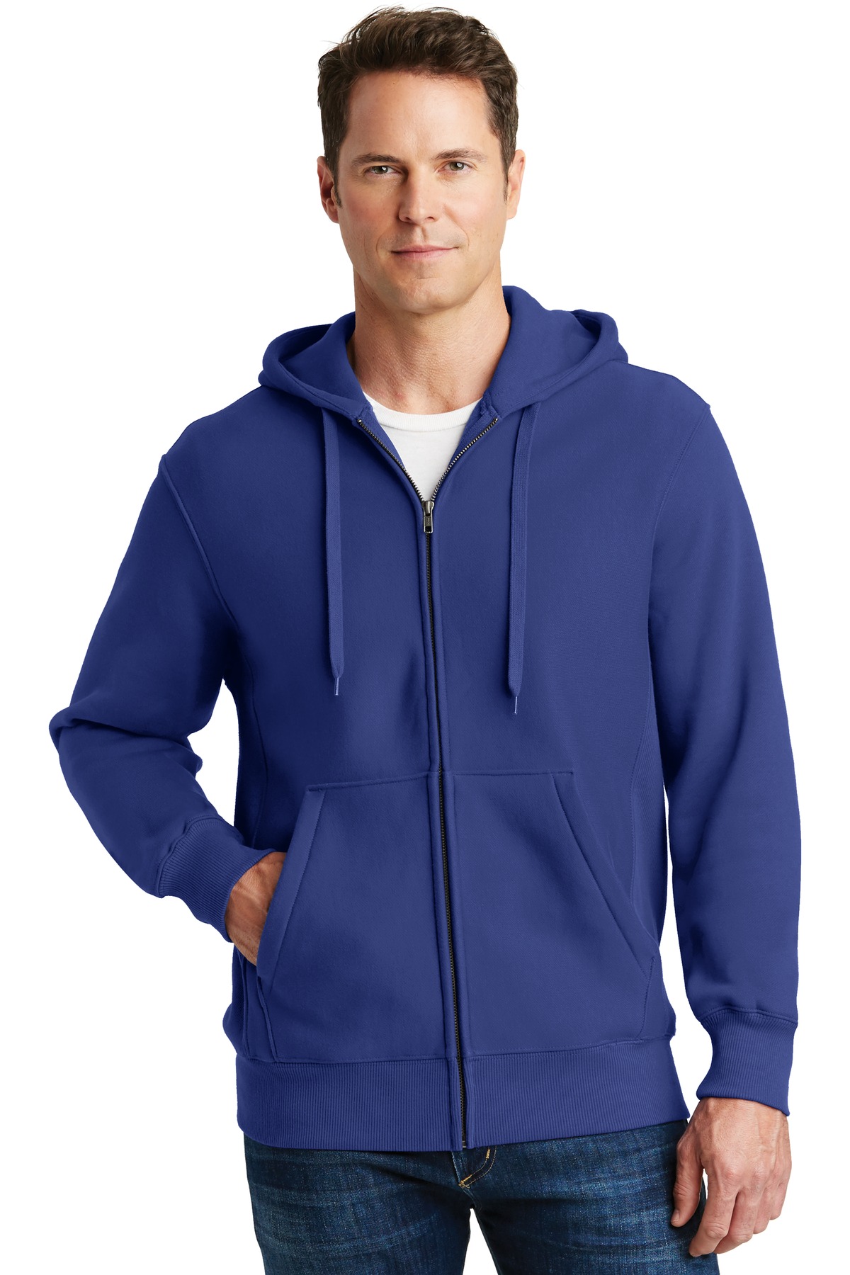 Sport tek full shop zip hooded sweatshirt