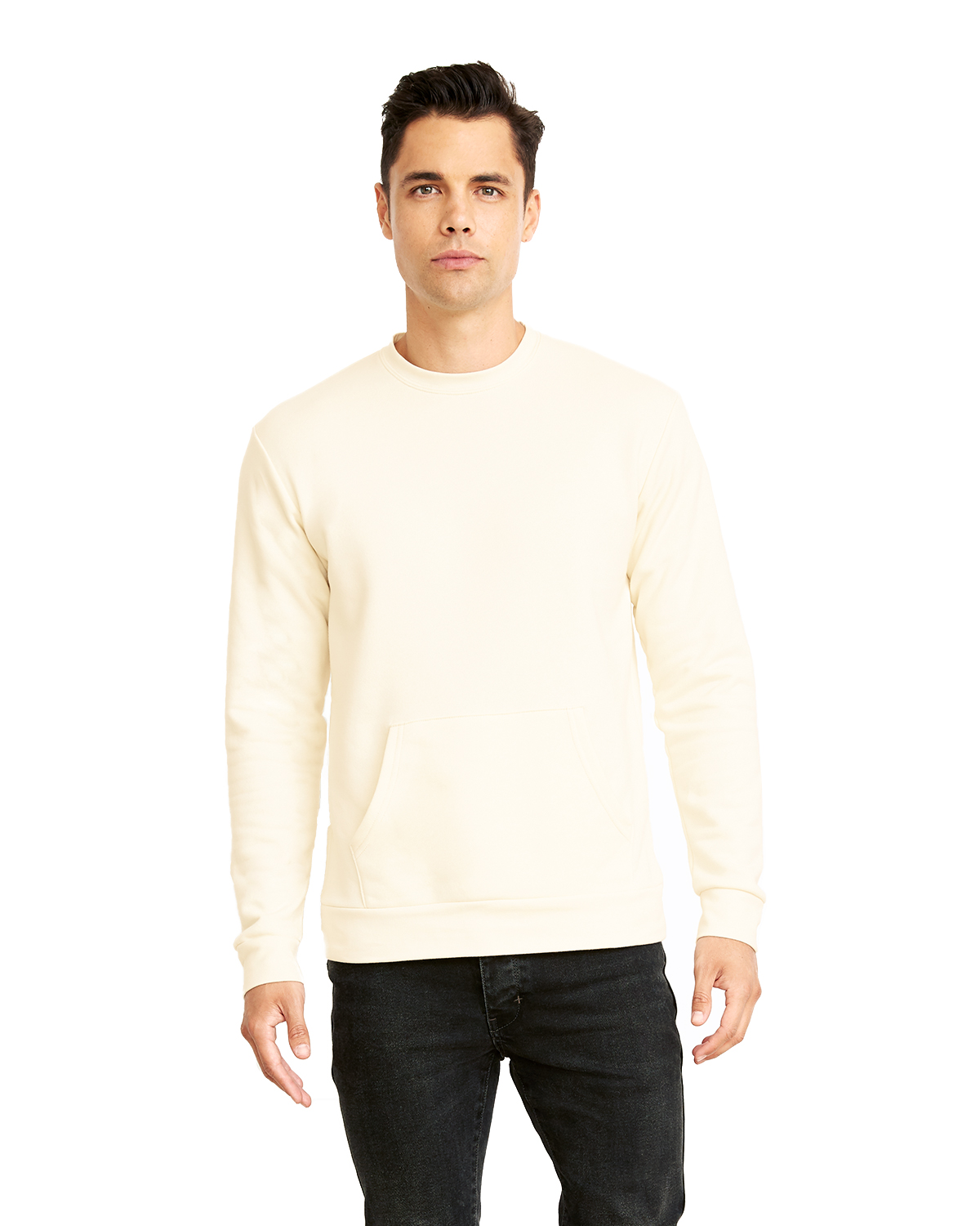 Next Level 9001 Unisex Long-Sleeve Crew with Pocket - Natural - S