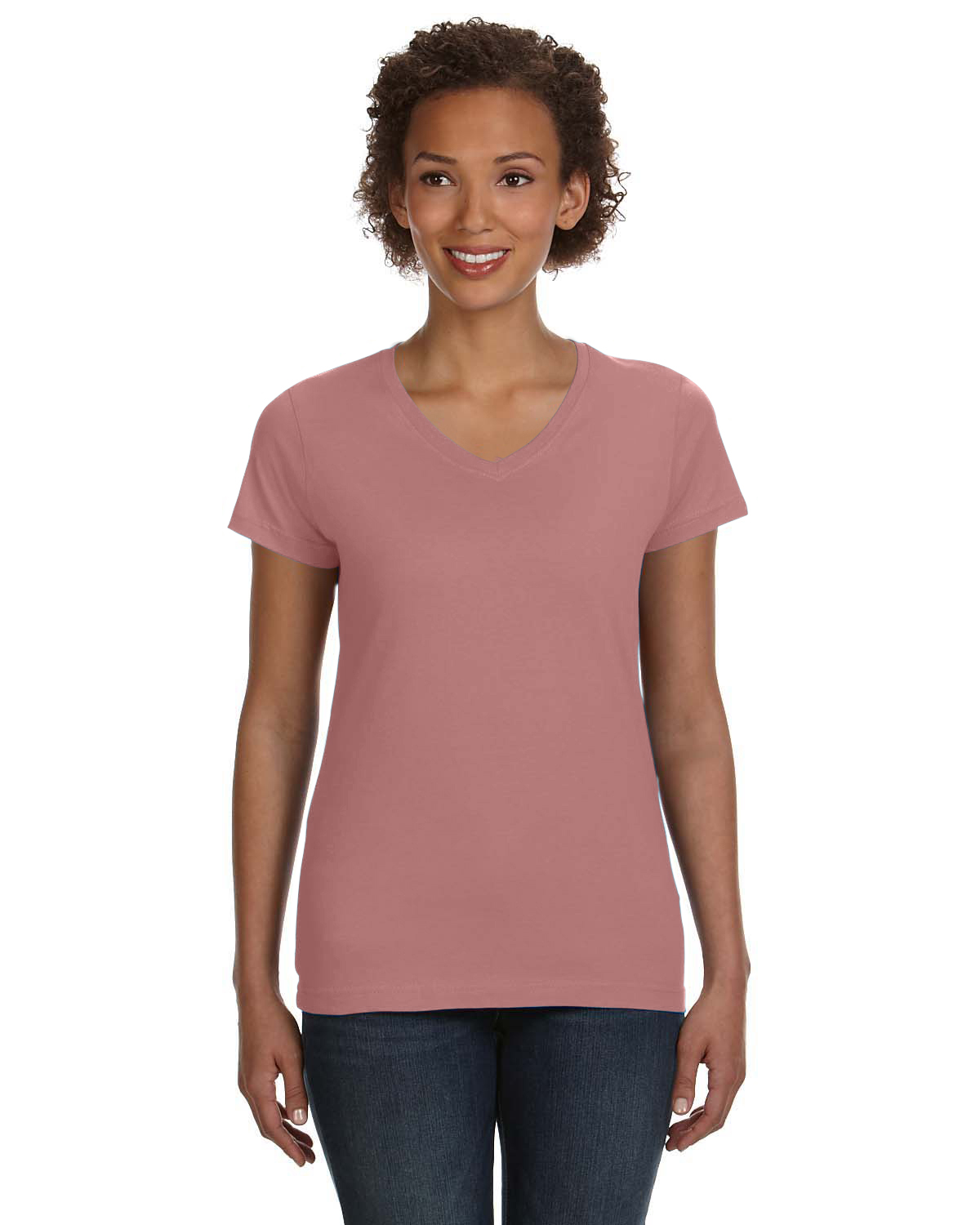 LAT 3533 - Women's Lace Up Fine Jersey Tee