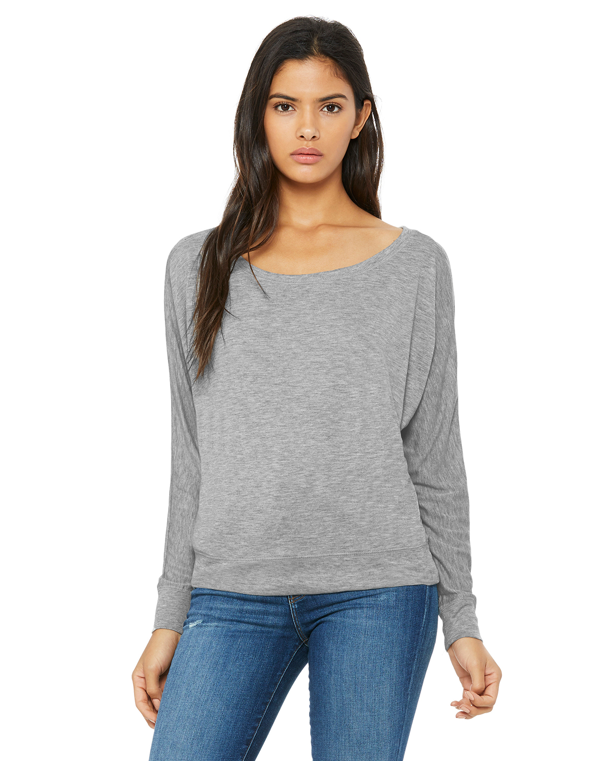 Bella + Canvas 8850 | Ladies' Flowy Long-Sleeve Off Shoulder T-Shirt ...