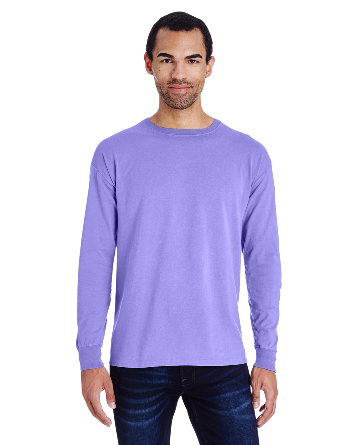 ComfortWash by Hanes GDH200 Unisex Garment-Dyed Long-Sleeve T-Shirt -  Lavender - S