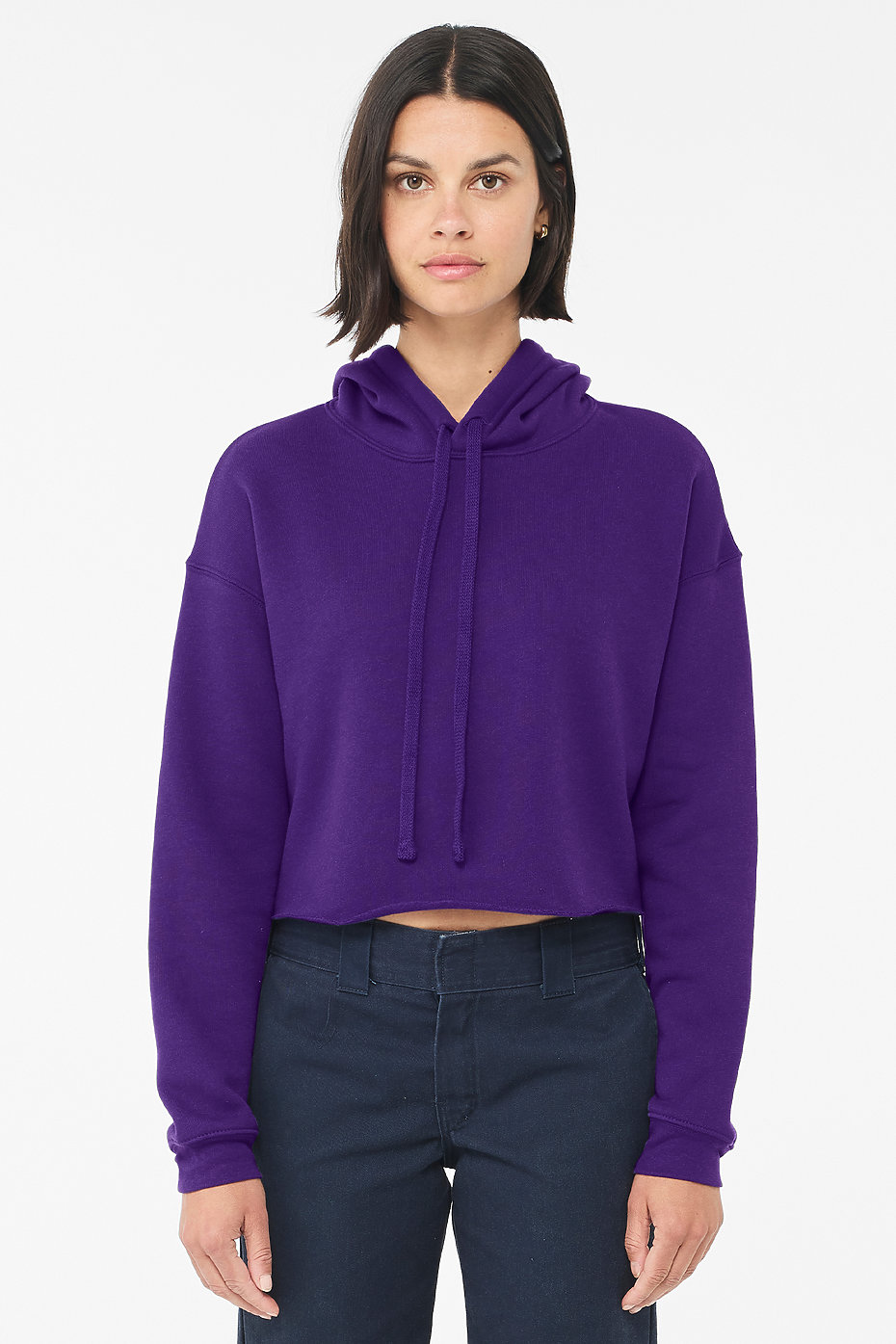 Bella + Canvas B7502 Ladies' Cropped Fleece Hoodie–Team Purple (L)