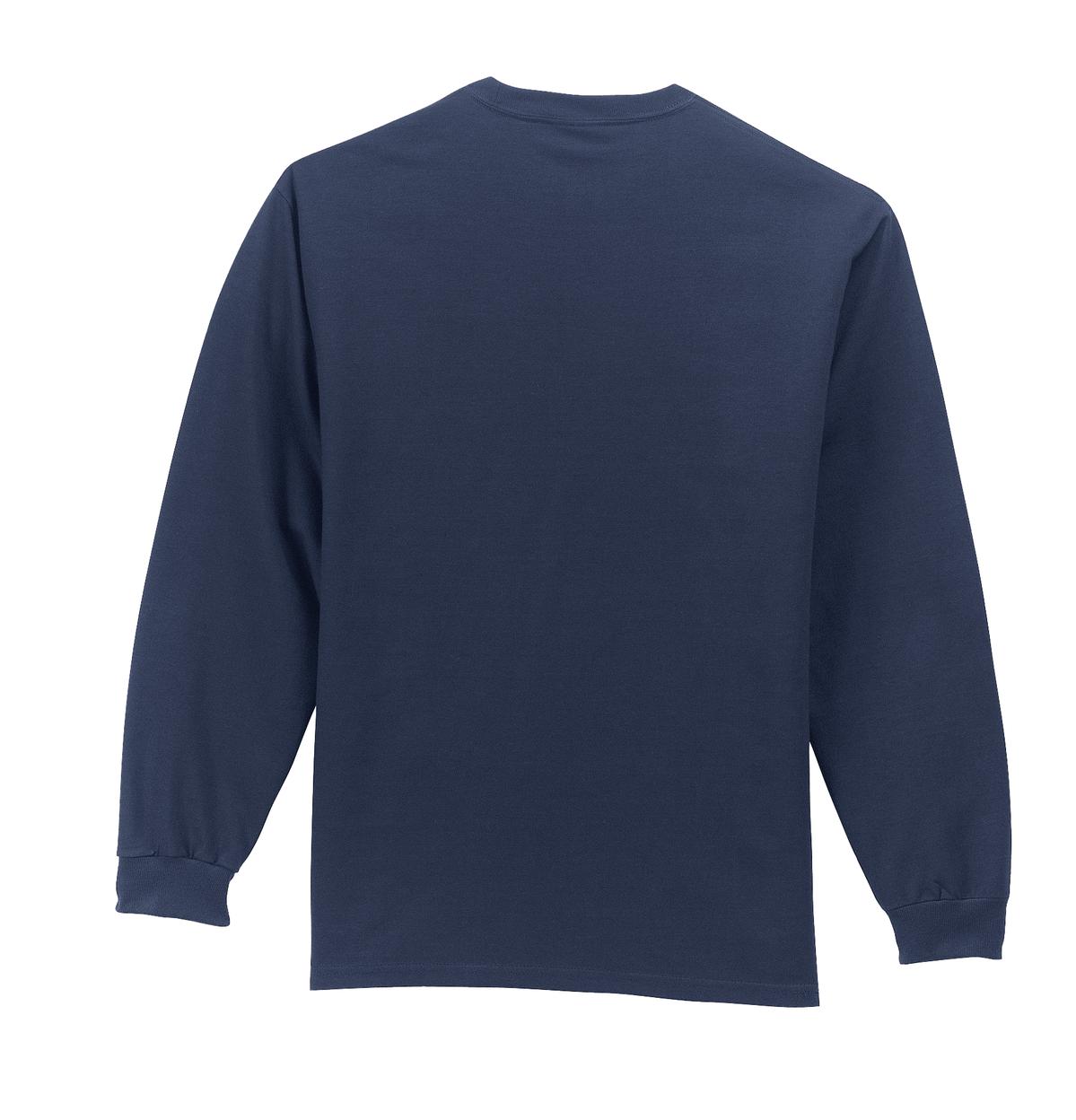 Port & Company Men's 100% Cotton Long Sleeve T-Shirt With Pocket – Heavyweight Crew Neck Tee, Sizes S-4XL
