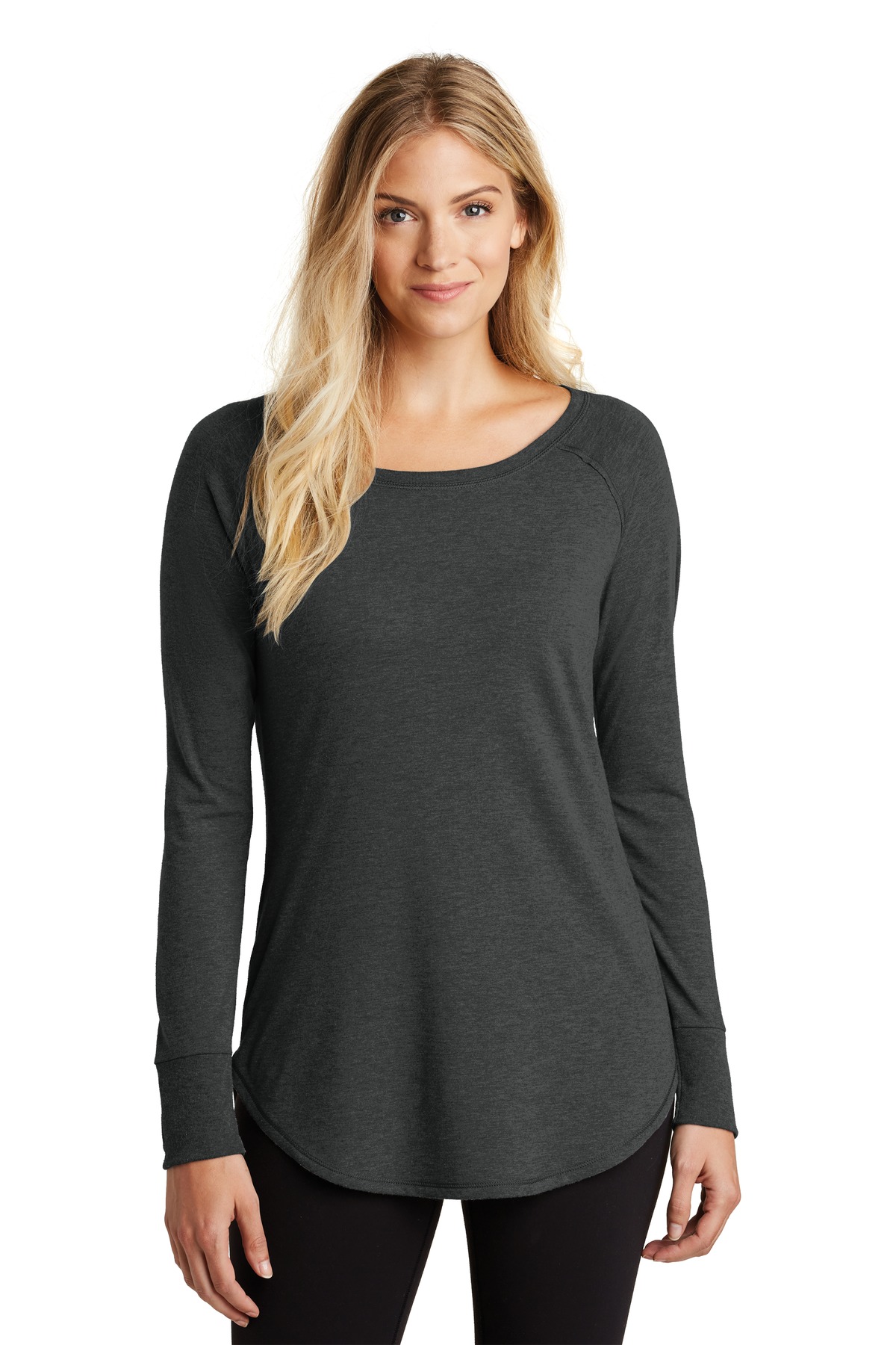 District DT132L Women's Perfect Tri ® Long Sleeve Tunic Tee–Black Frost  (3XL)