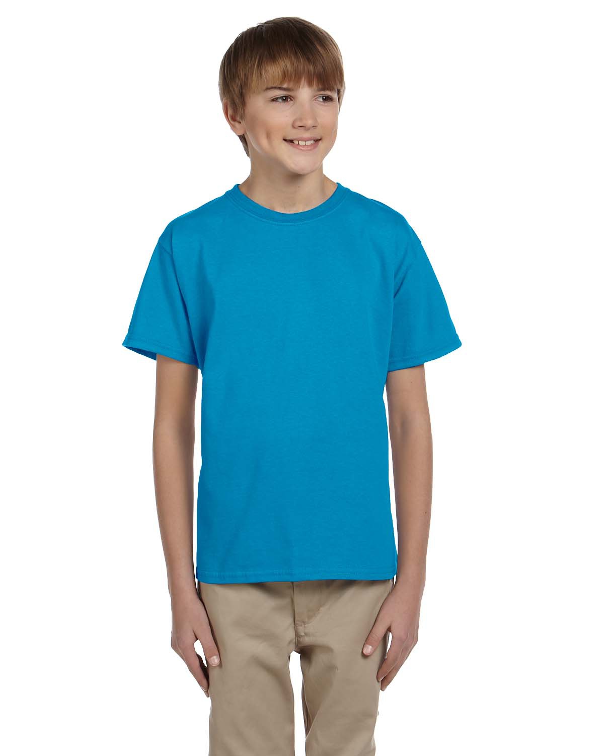 Fruit of The Loom 3931b Youth HD Cotton T-Shirt - Turquoise Heather - XS